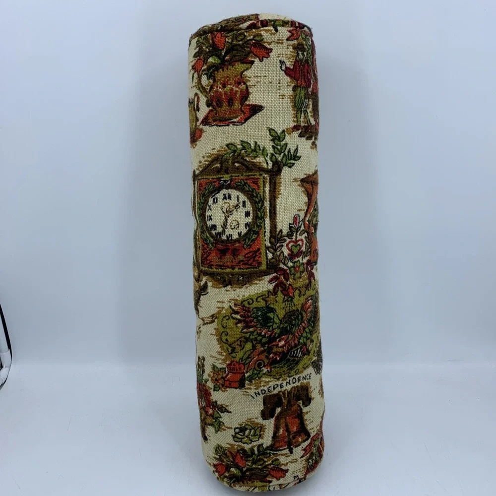 Vintage 70s American Patriotic Tapestry Bolster Pillow Bi-Centennial Grandmacore